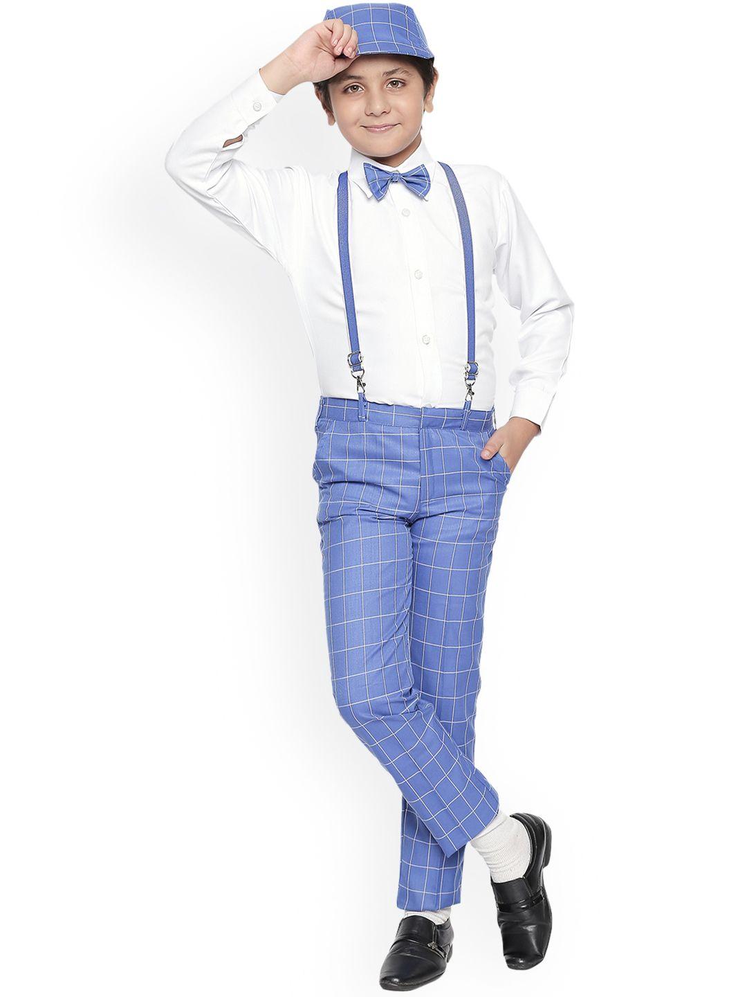 jeetethnics boys blue & white solid shirt with trousers
