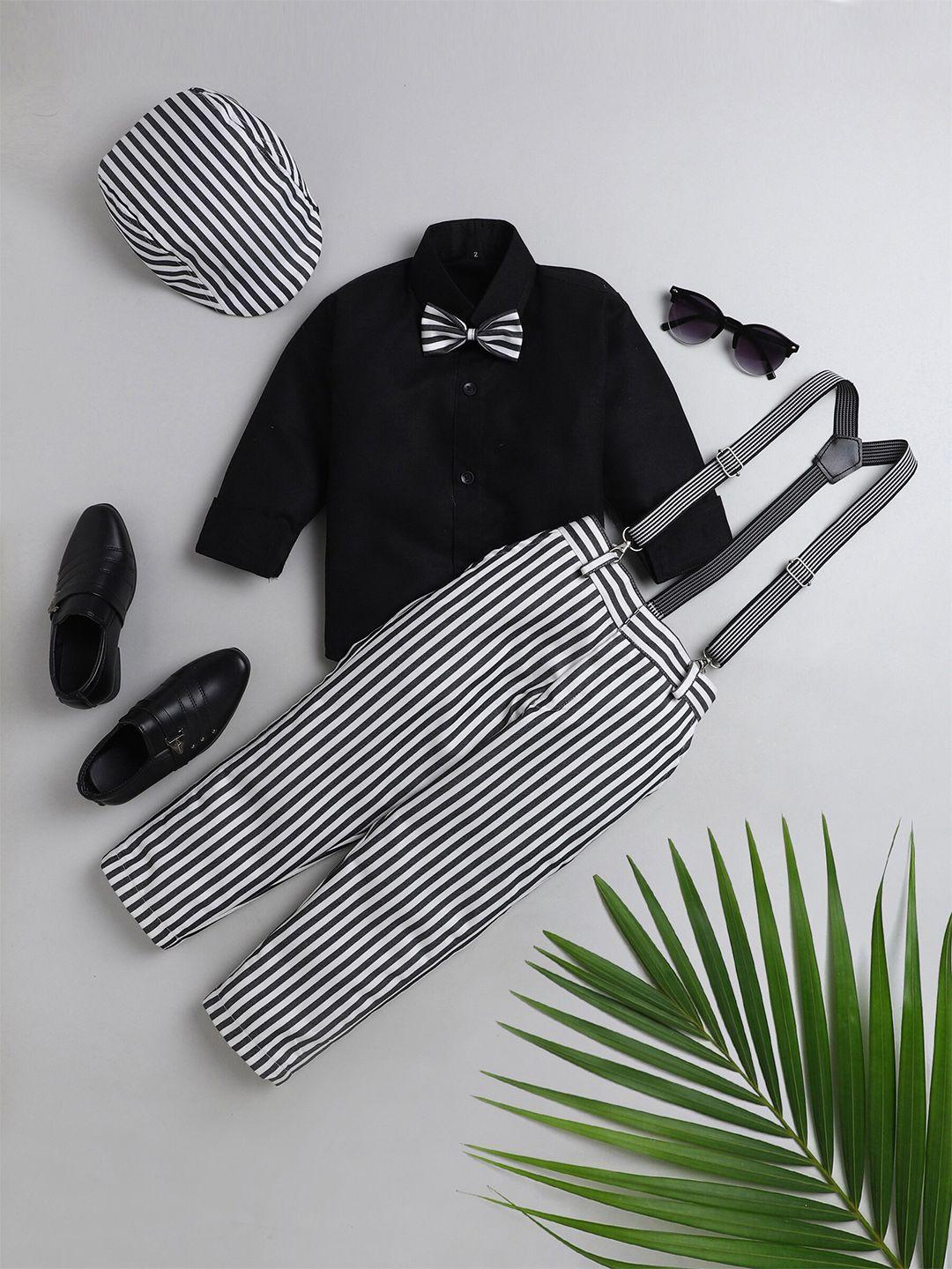 jeetethnics boys white & black shirt & trouser with suspenders