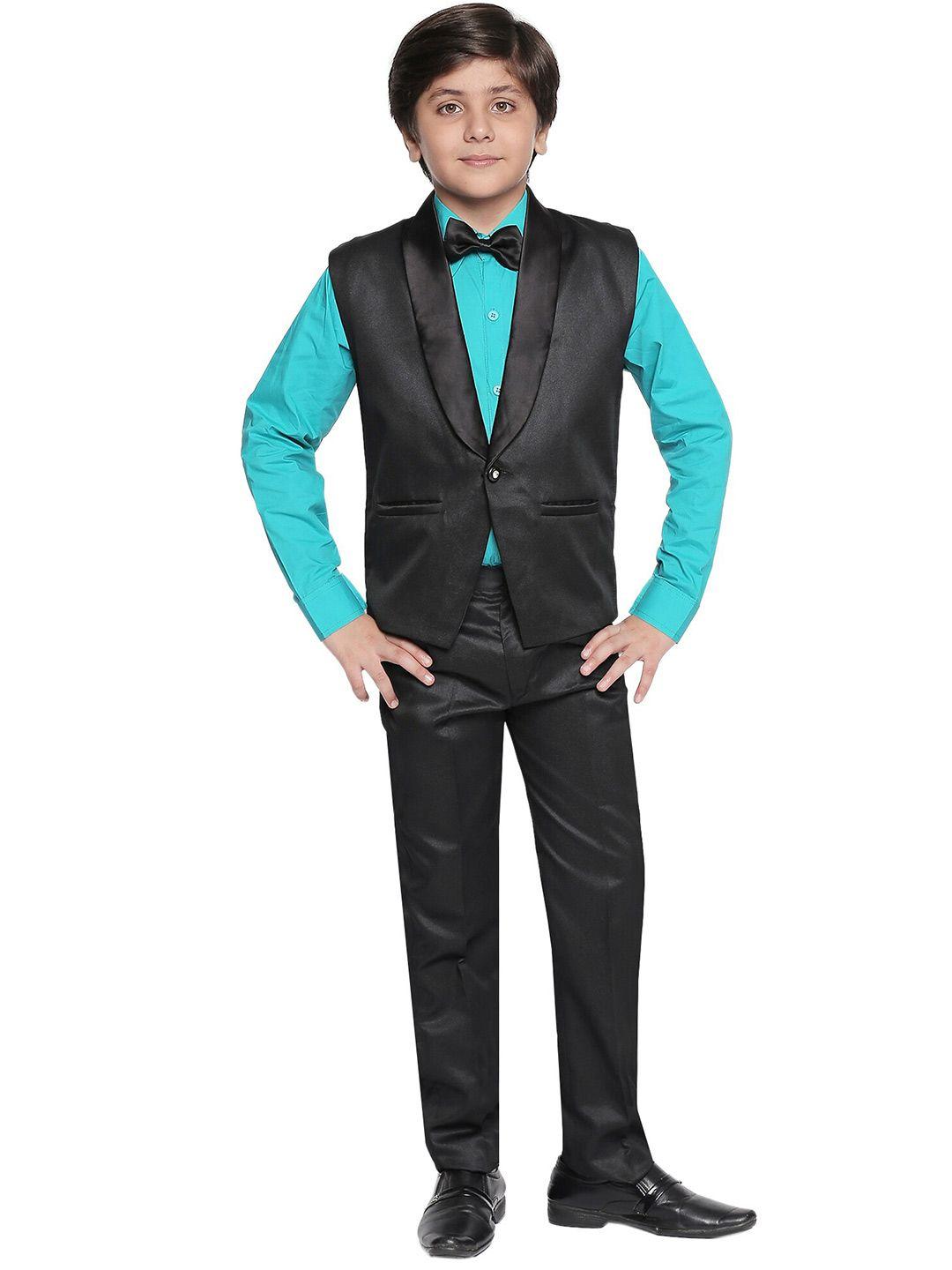 jeetethnics boys black & turquoise blue shirt with trousers