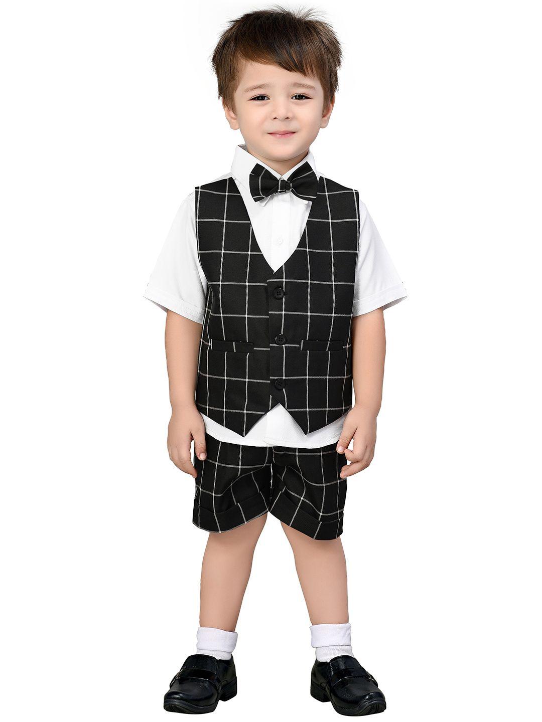 jeetethnics boys black & white solid shirt with shorts