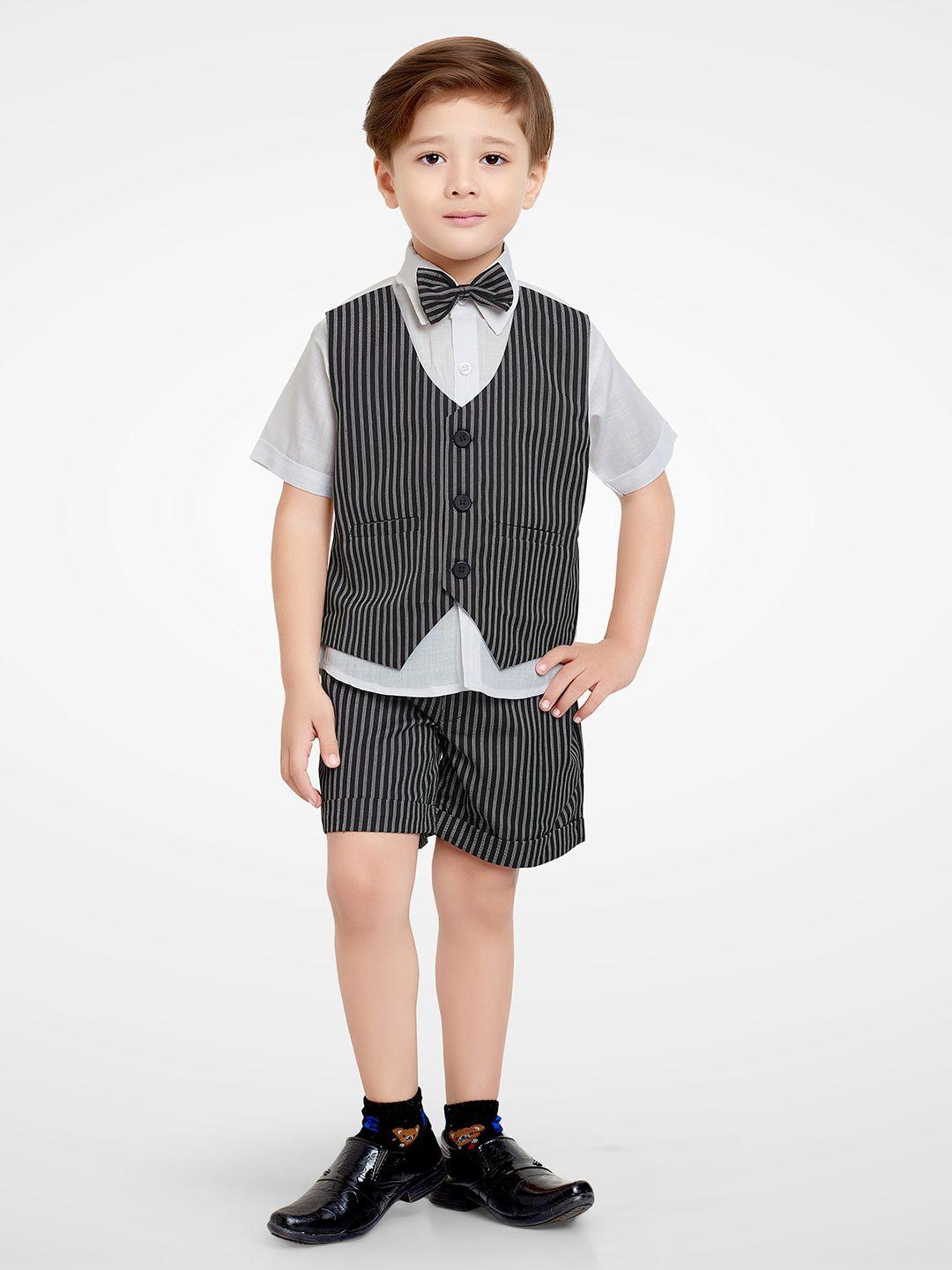 jeetethnics boys black striped shirt with shorts