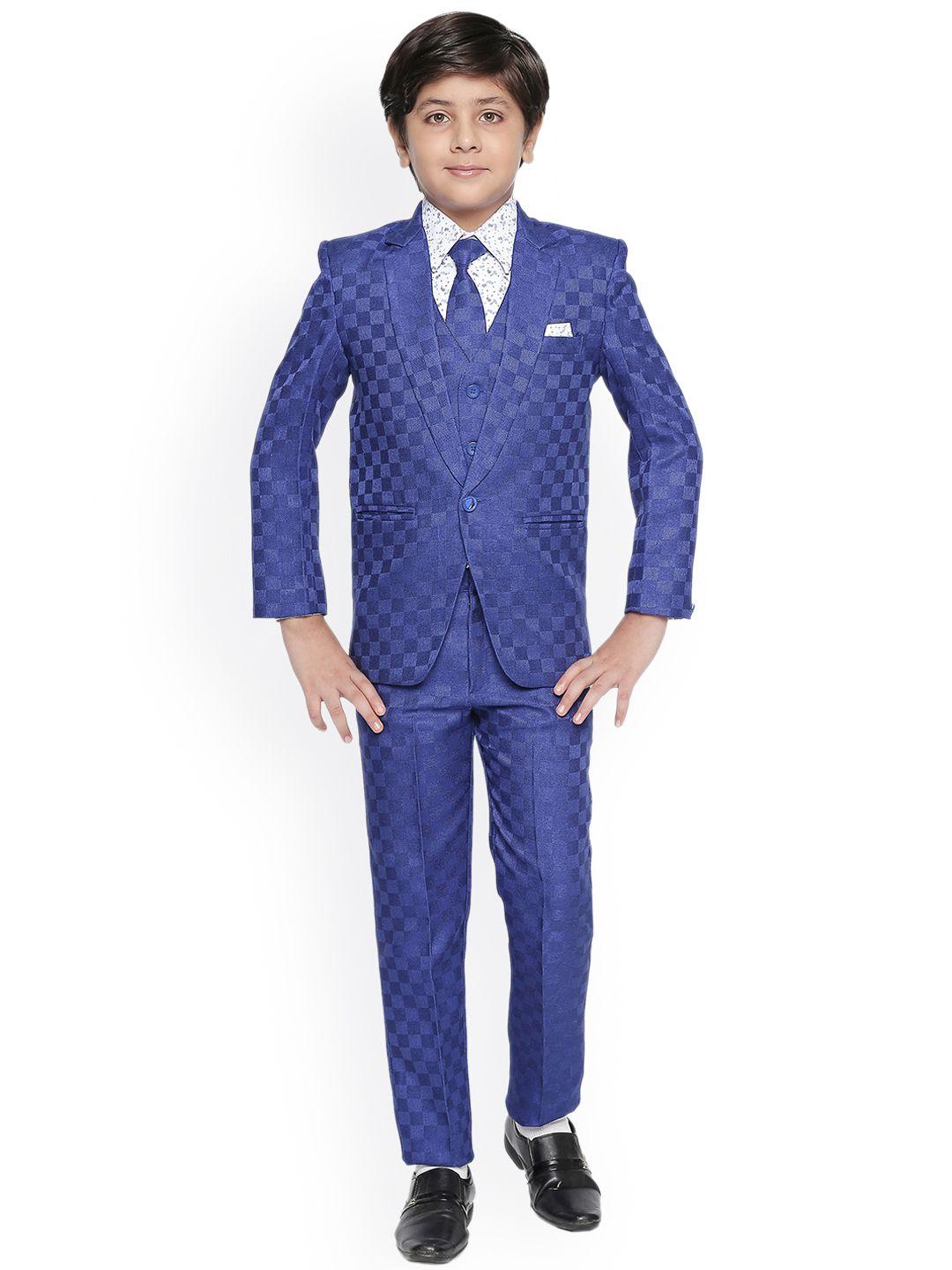 jeetethnics boys blue self design 5 piece suit