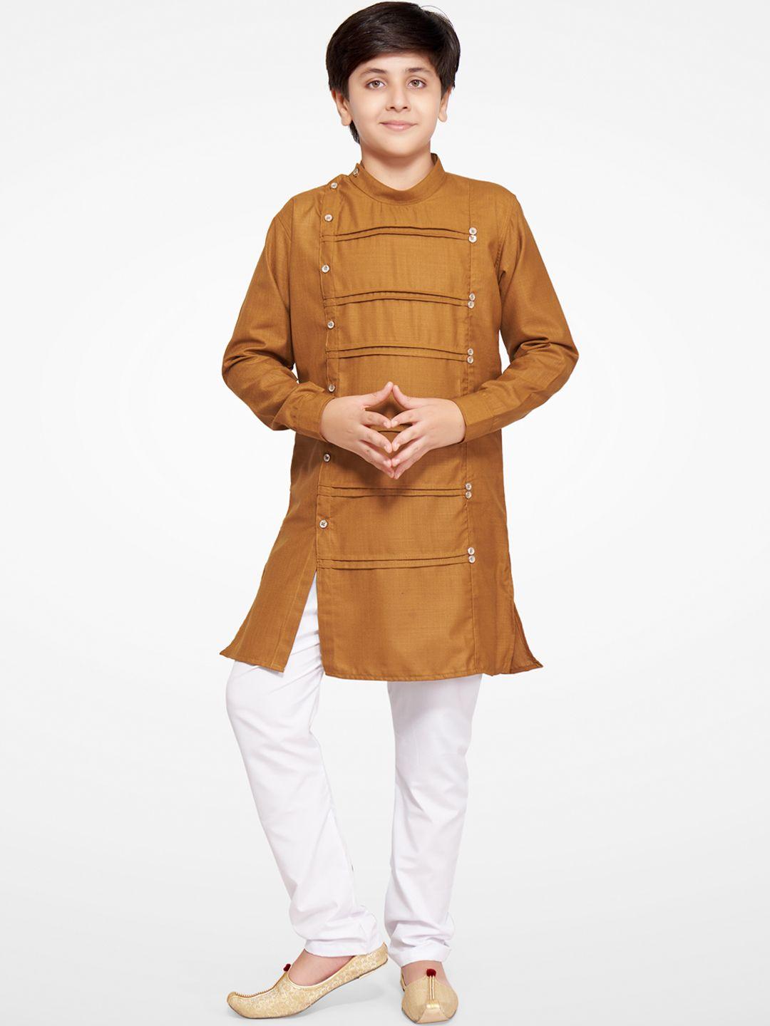 jeetethnics boys brown & white kurta with pyjamas