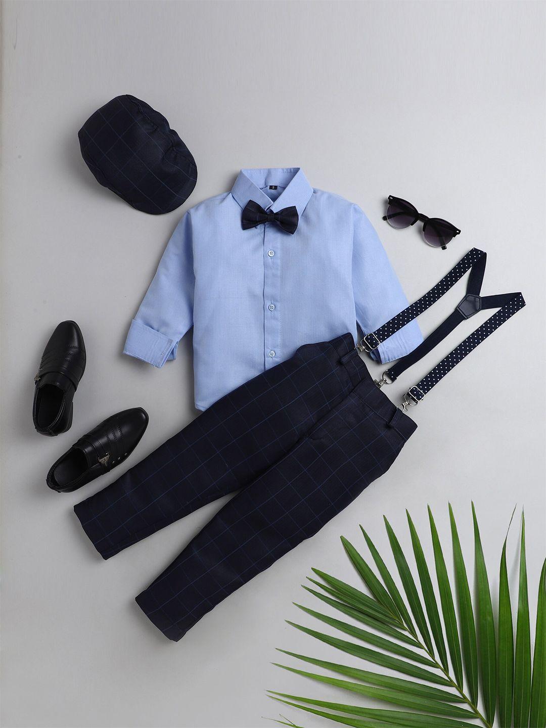 jeetethnics boys navy blue shirt & trouser with suspenders