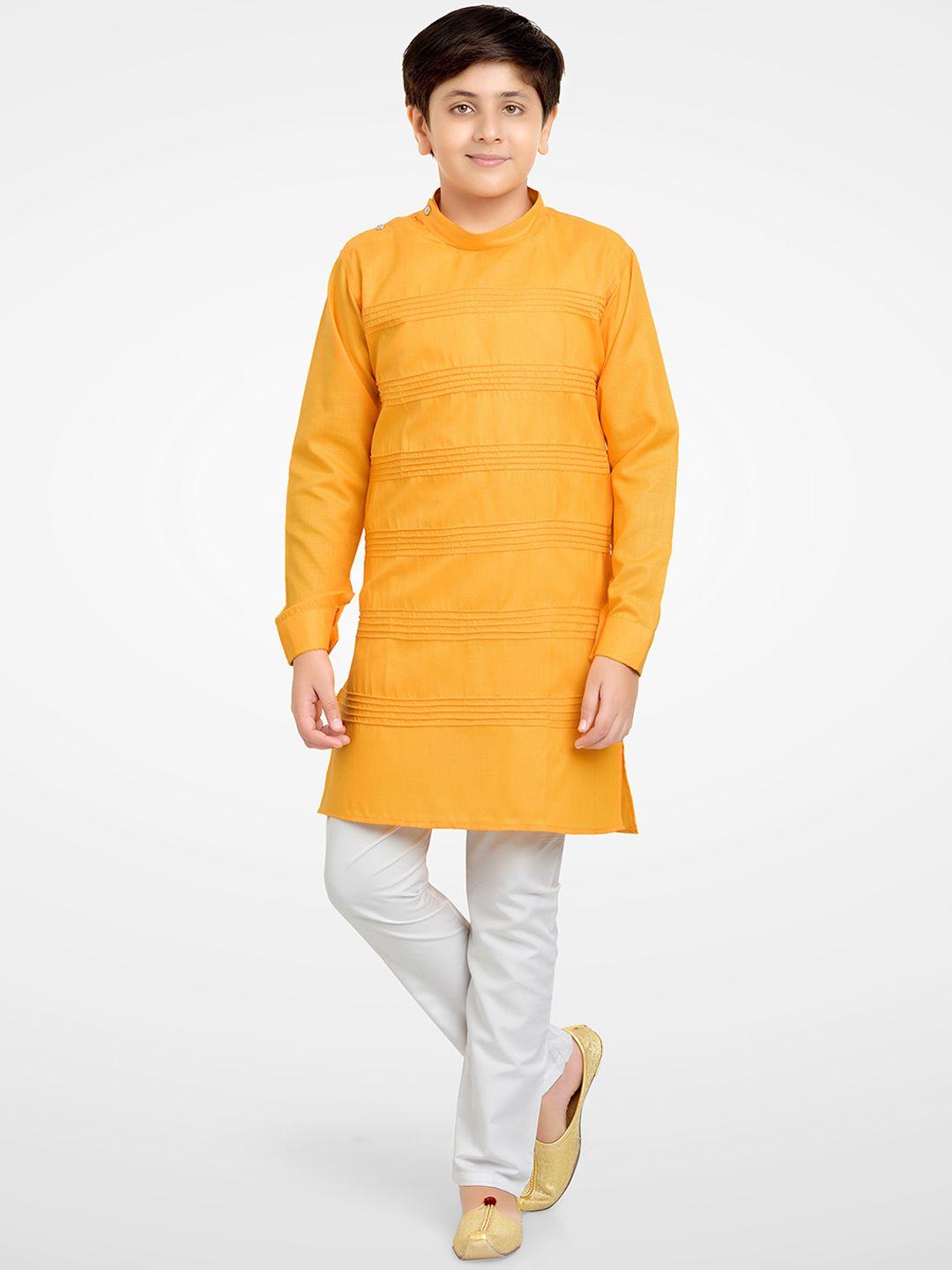 jeetethnics boys orange & white kurta with pyjamas