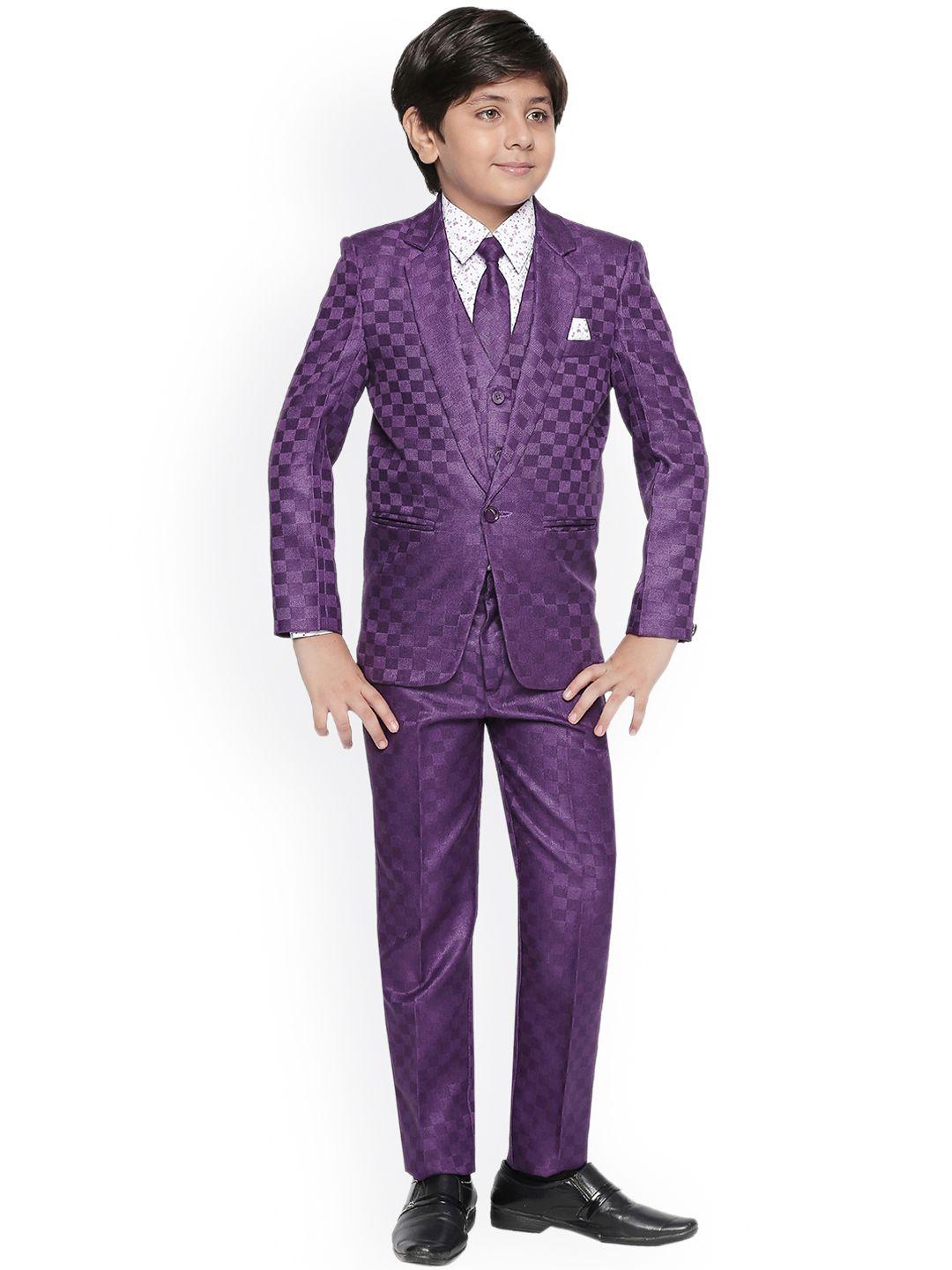 jeetethnics boys purple self design 5 piece suit