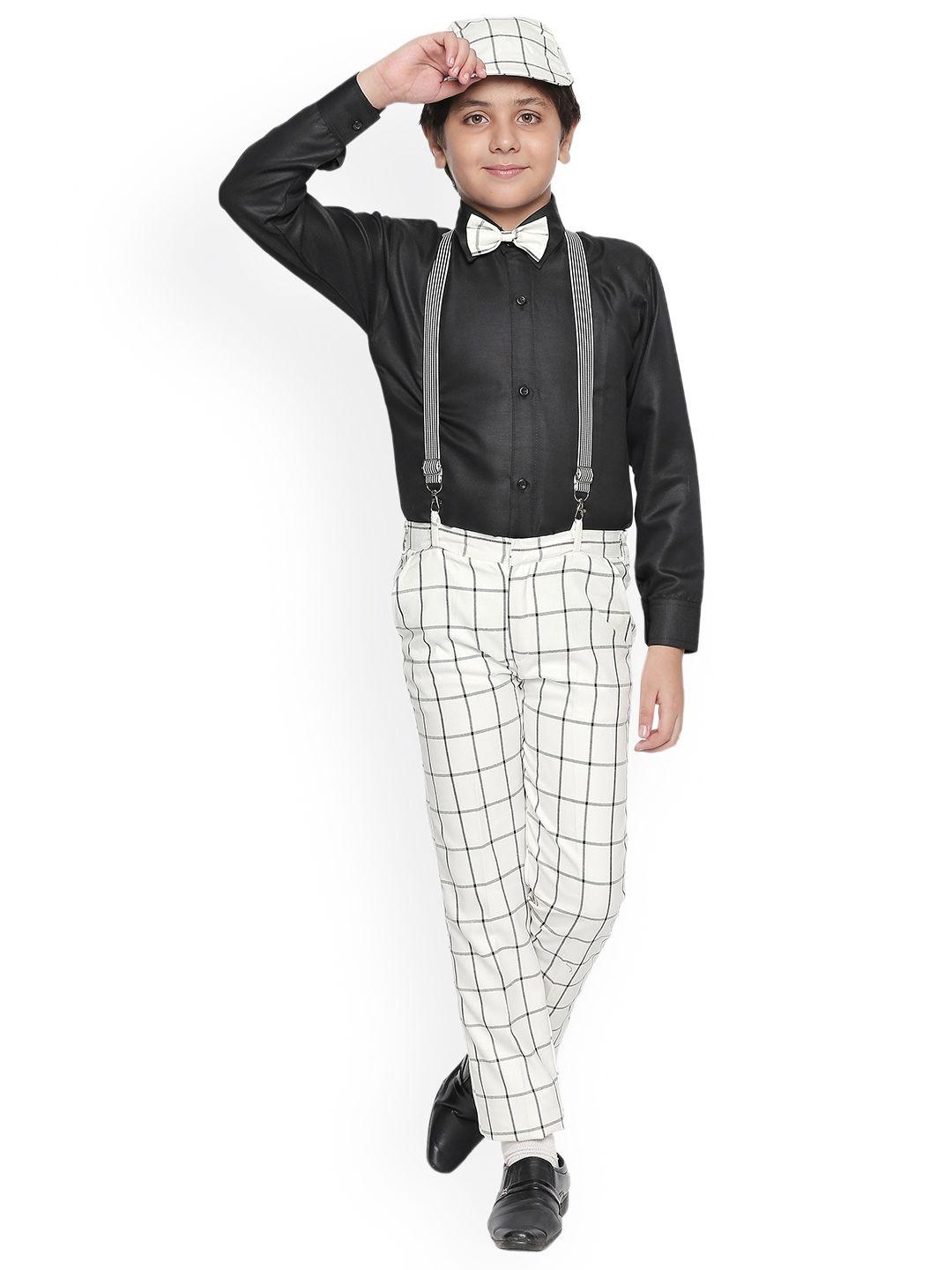 jeetethnics boys white & black solid shirt with trousers