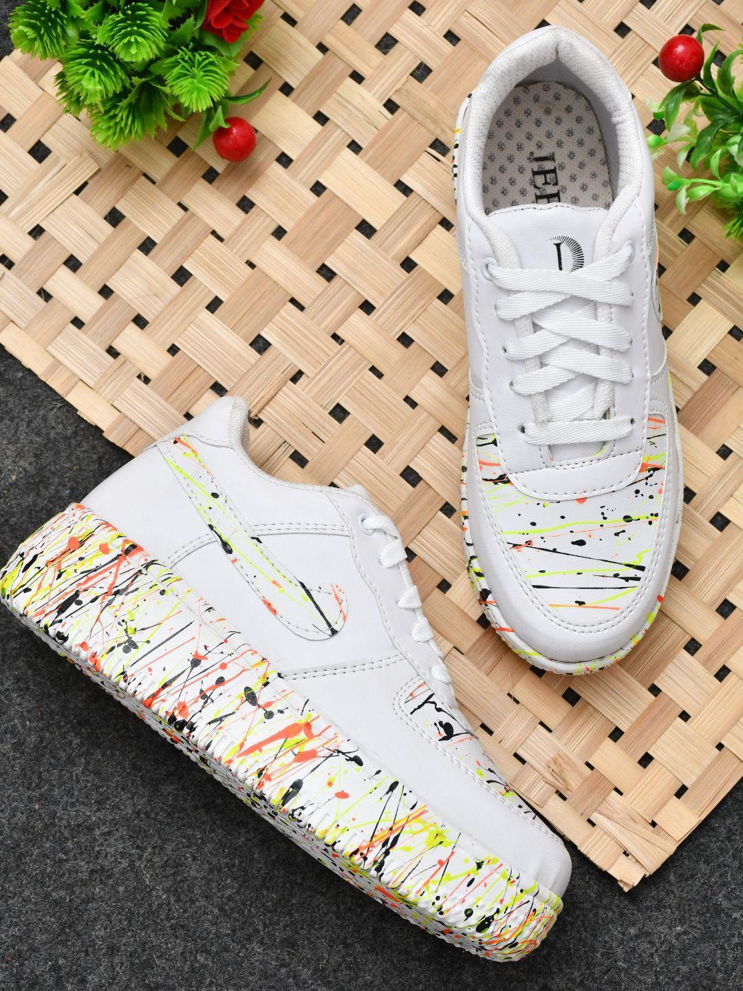 jeevi women round toe lace ups printed sneakers