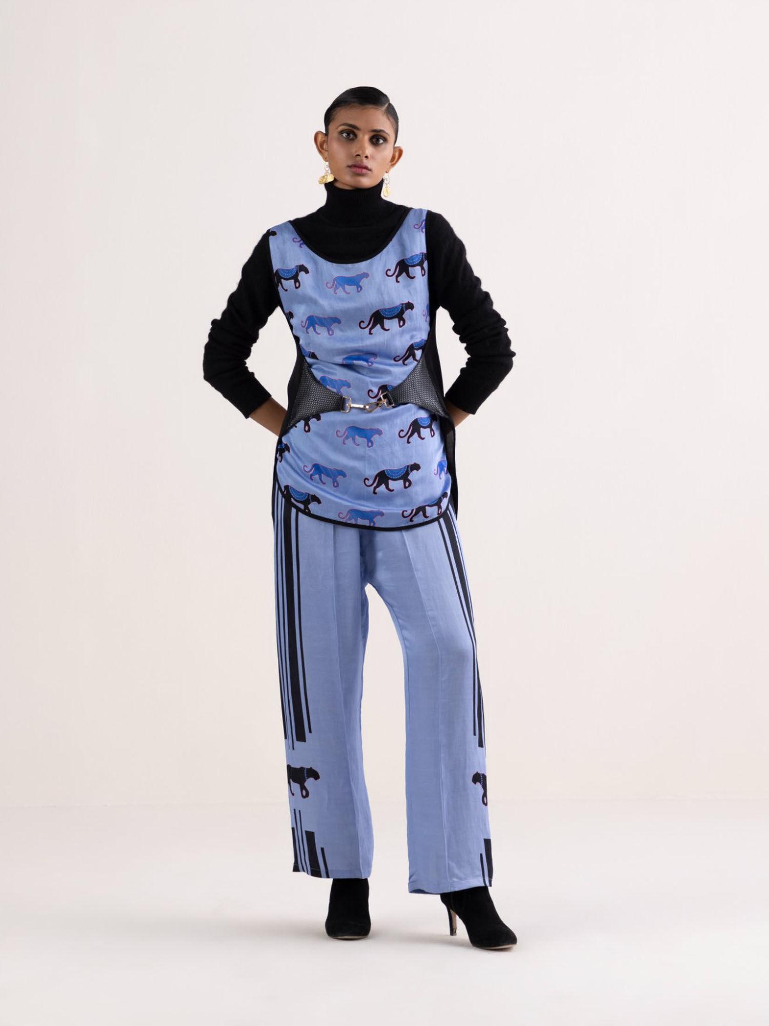 jela blue printed top with pant (set of 2)