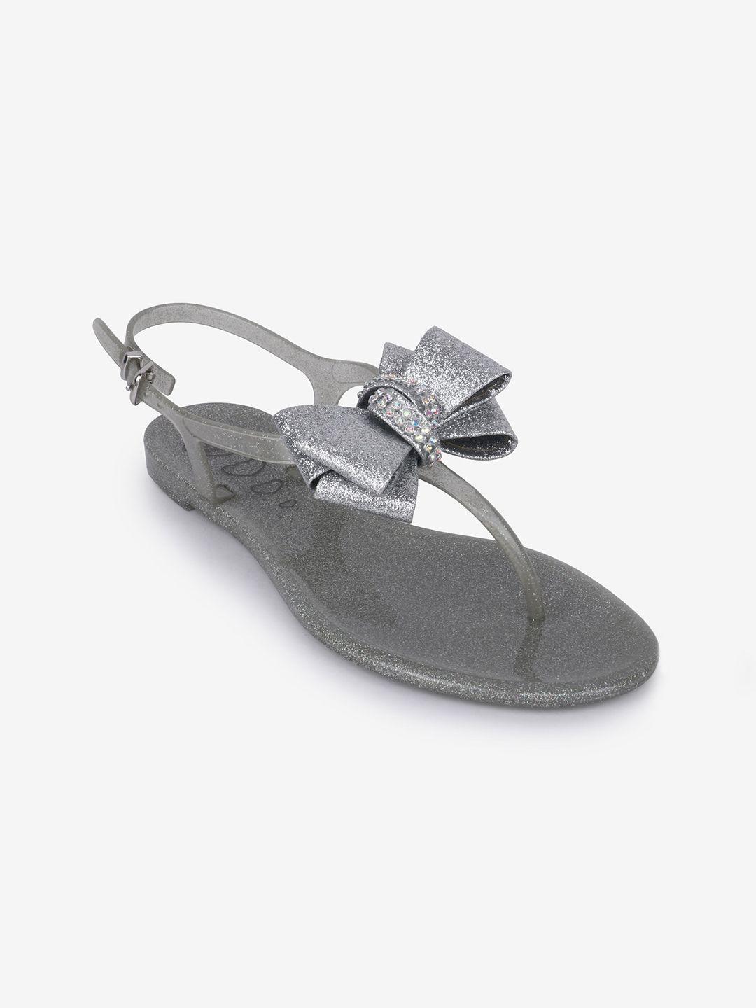 jelly bunny women silver-toned t-strap flats
