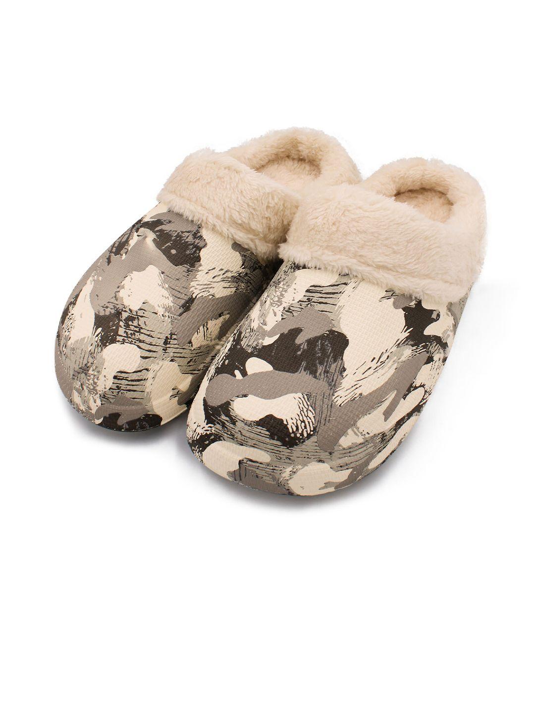 jenna men grey & beige printed room slippers