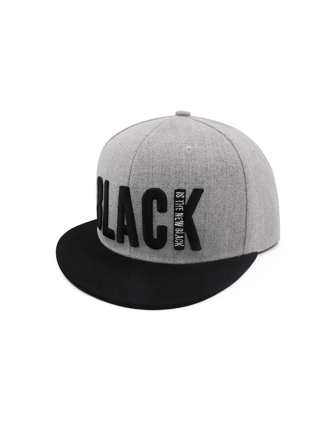 jenna men grey & black embroidered snapback cap