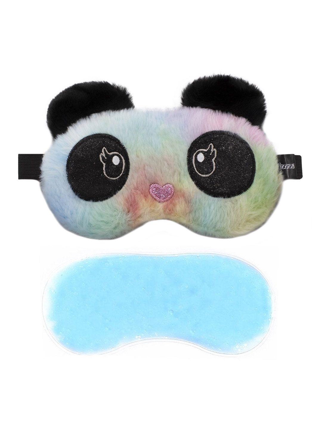 jenna multicolor fur panda sleeping eye mask with ice gel