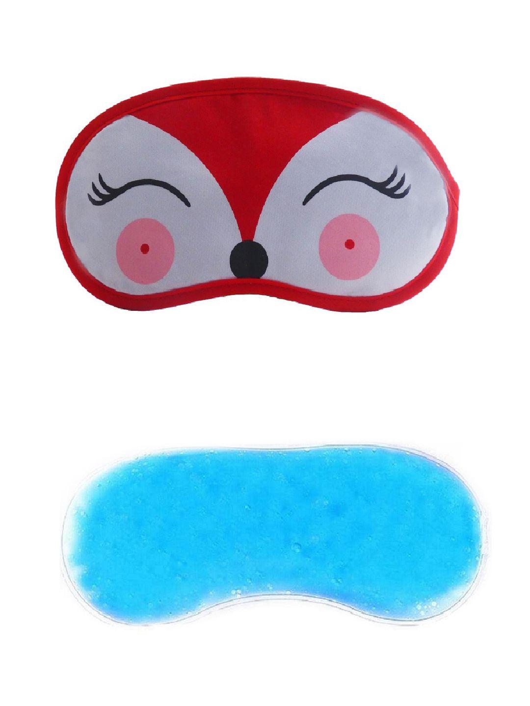 jenna red printed deer sleeping eye mask with cooling ice gel