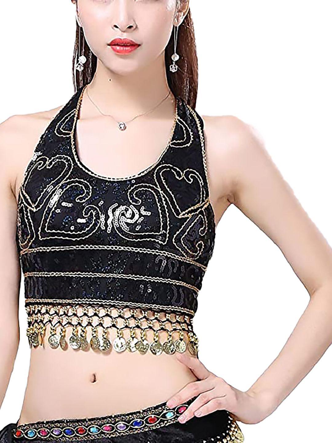 jenna sequin embellished halter neck belly dance crop top