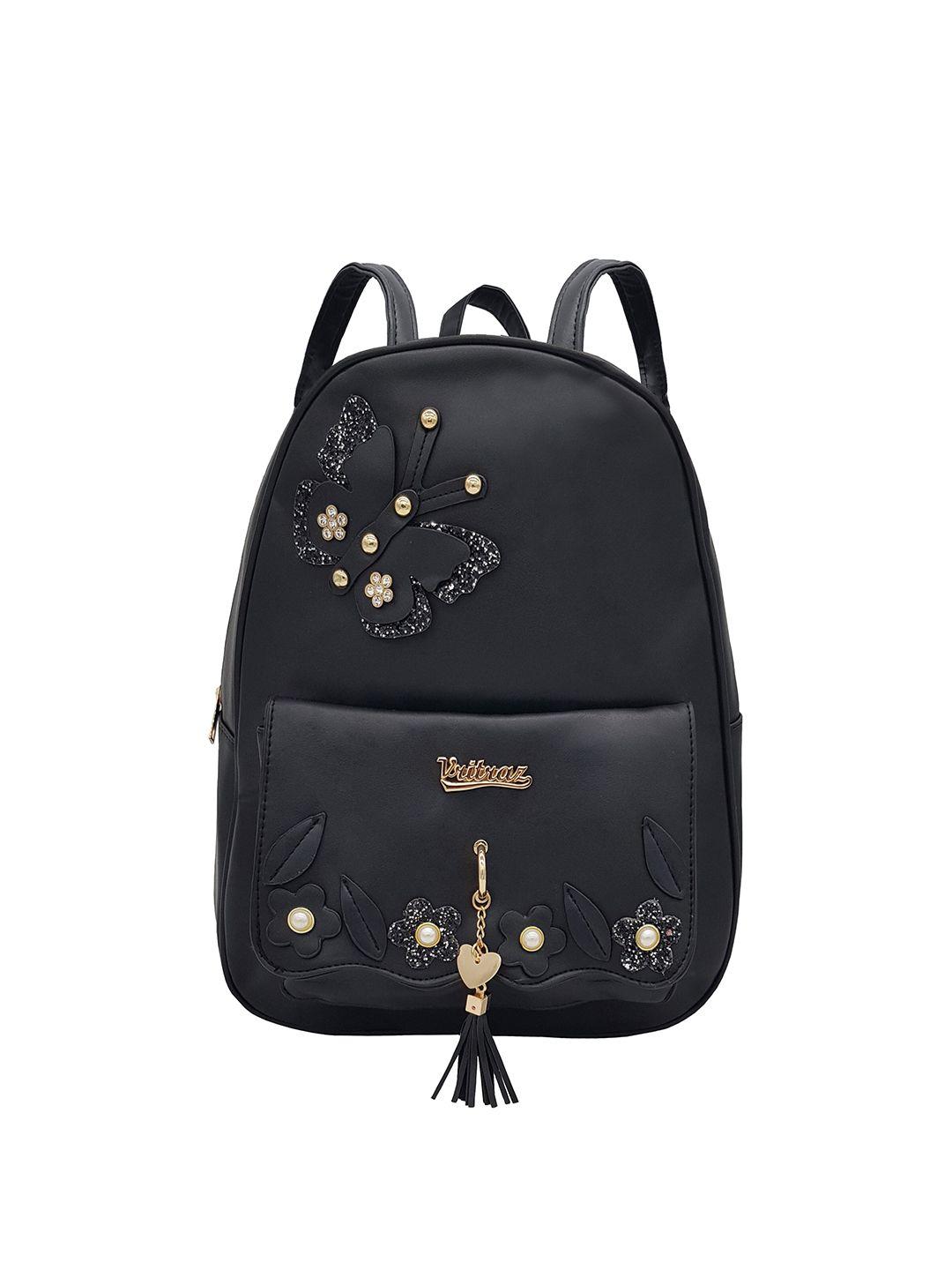 jenna women black & gold-toned embellished backpack