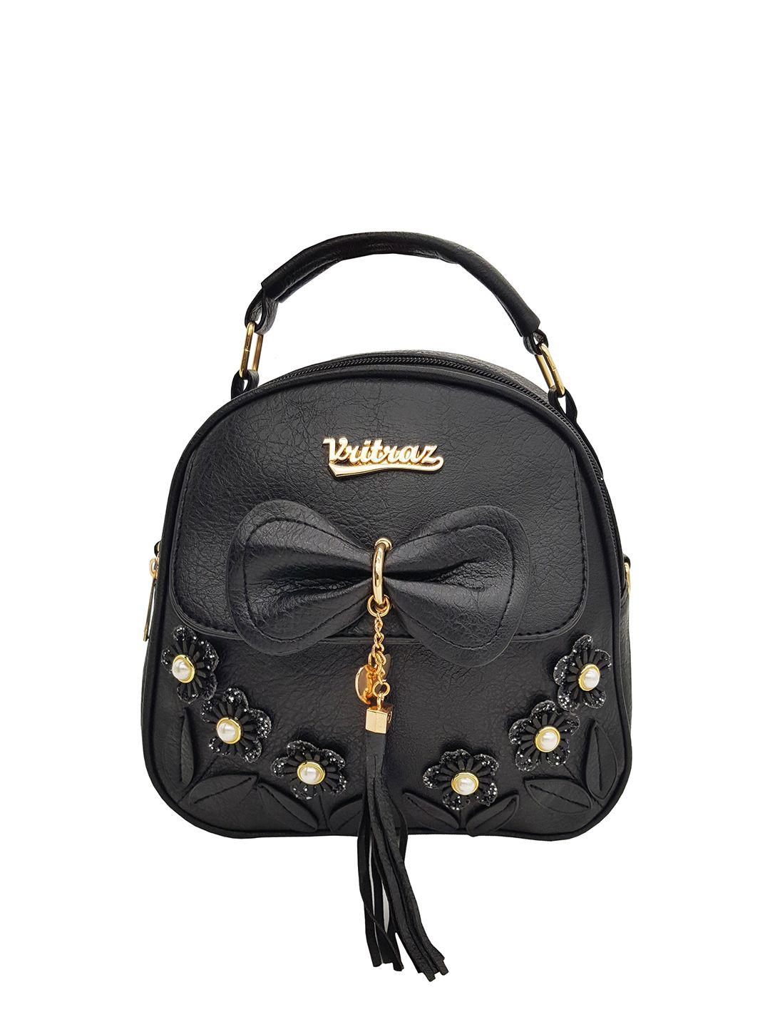 jenna women black & gold-toned embroidered backpack