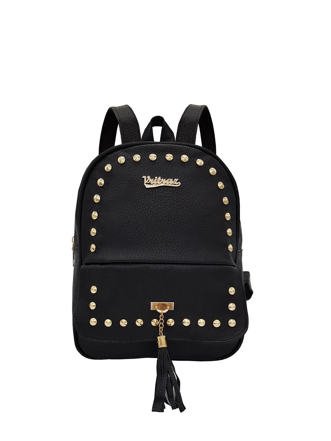 jenna women black & gold-toned tasselled backpack