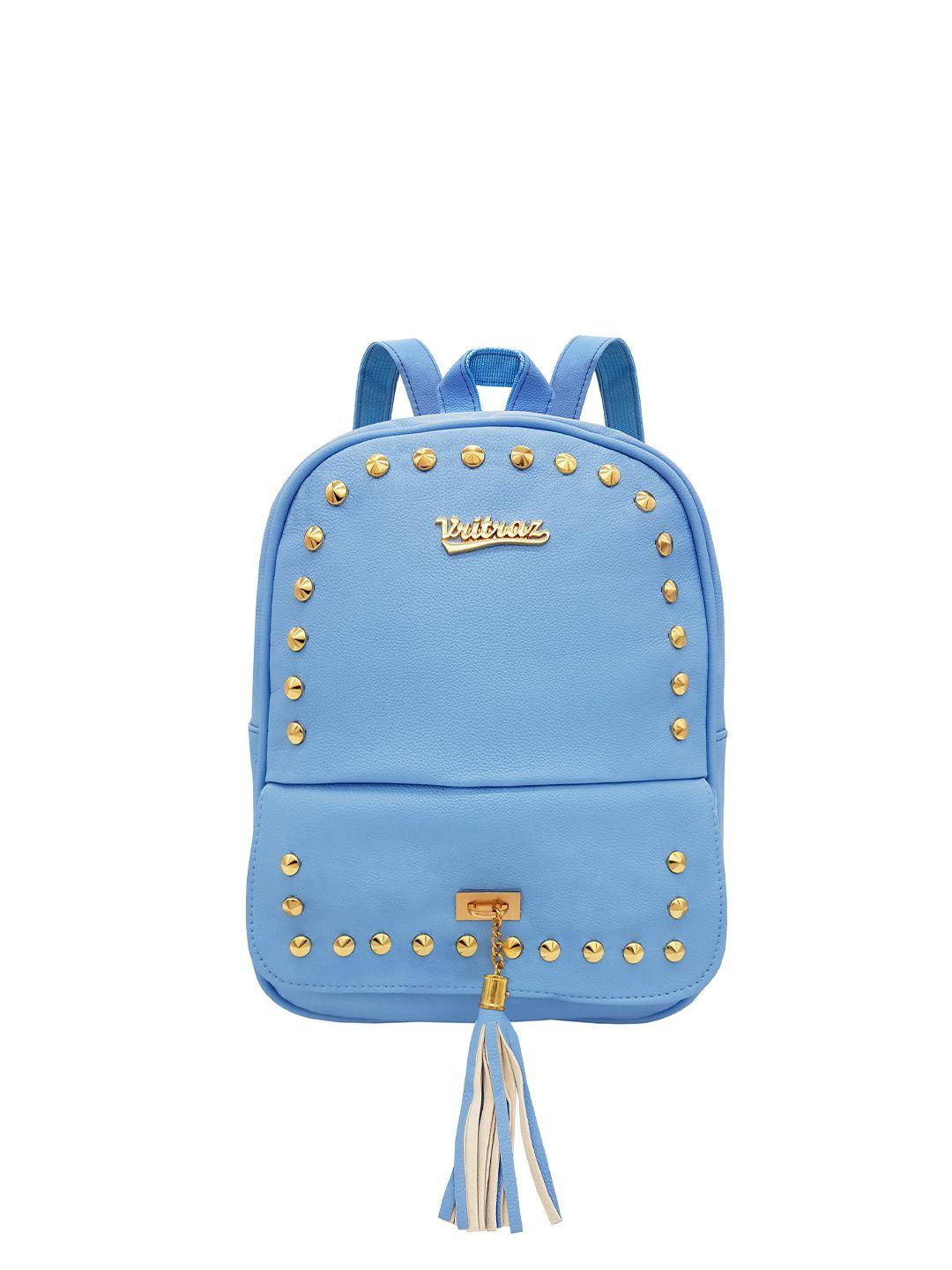 jenna women blue & gold-toned embellished backpack