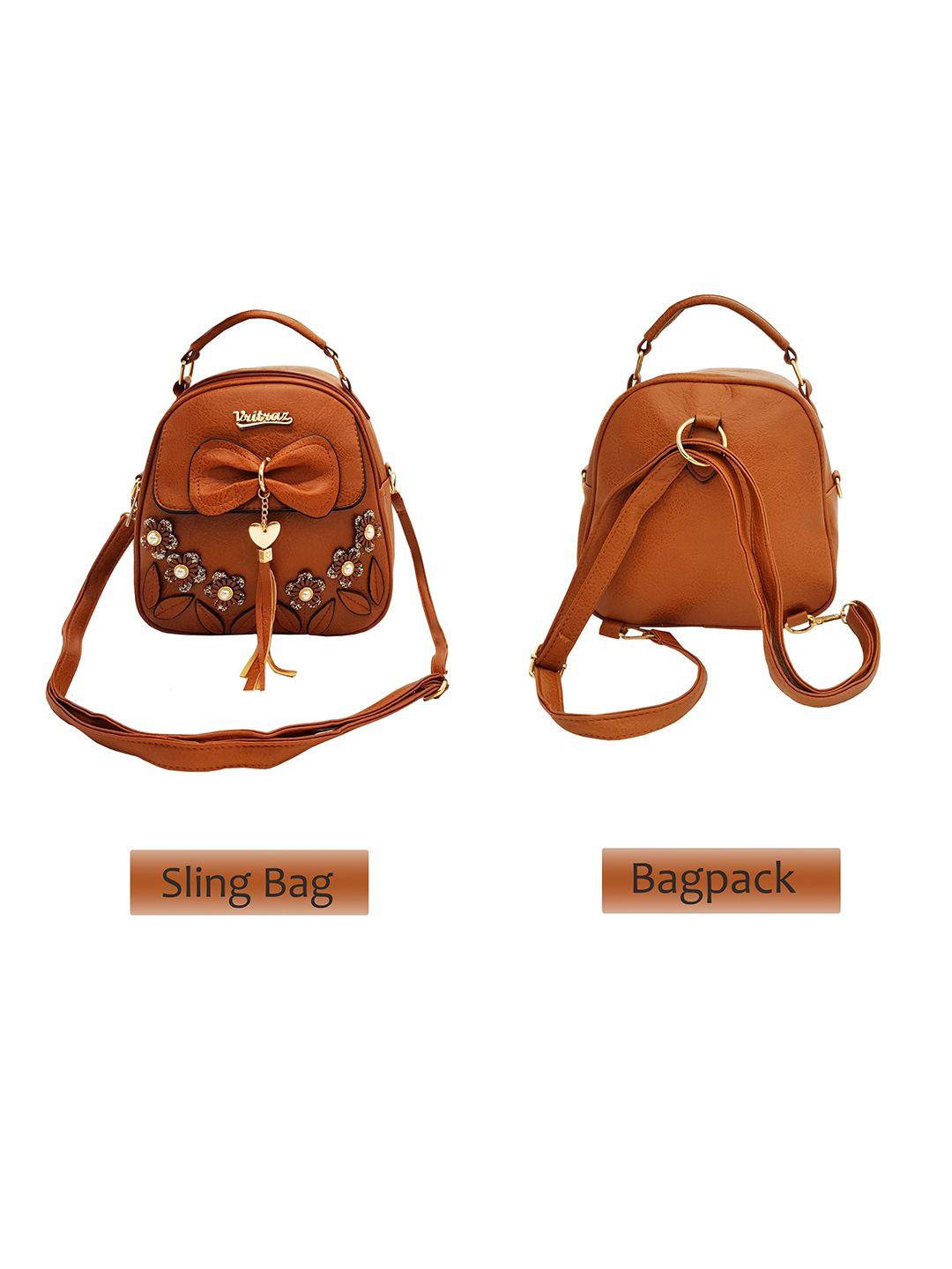 jenna women brown & gold-toned backpack