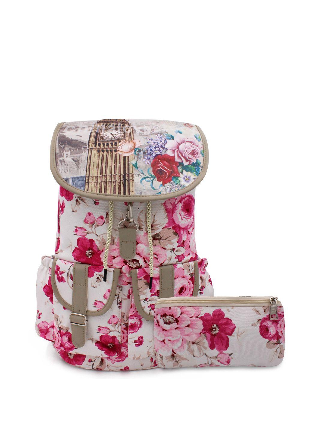 jenna women floral printed backpack with pouch