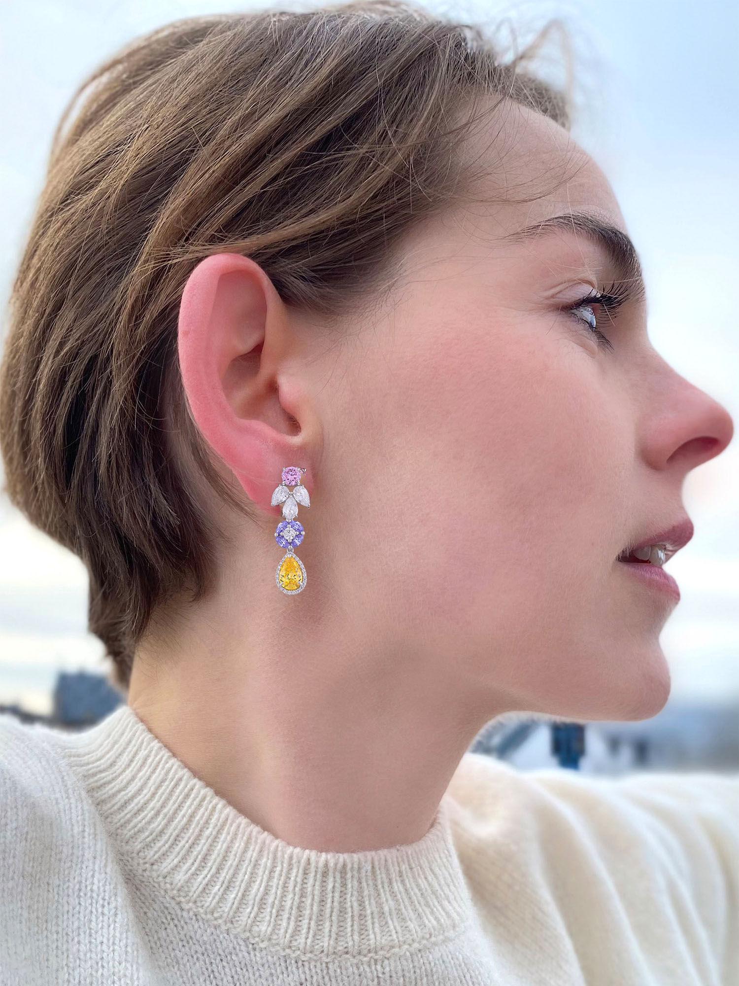 jensen multi pastel colored earring drops in 925 sterling silver