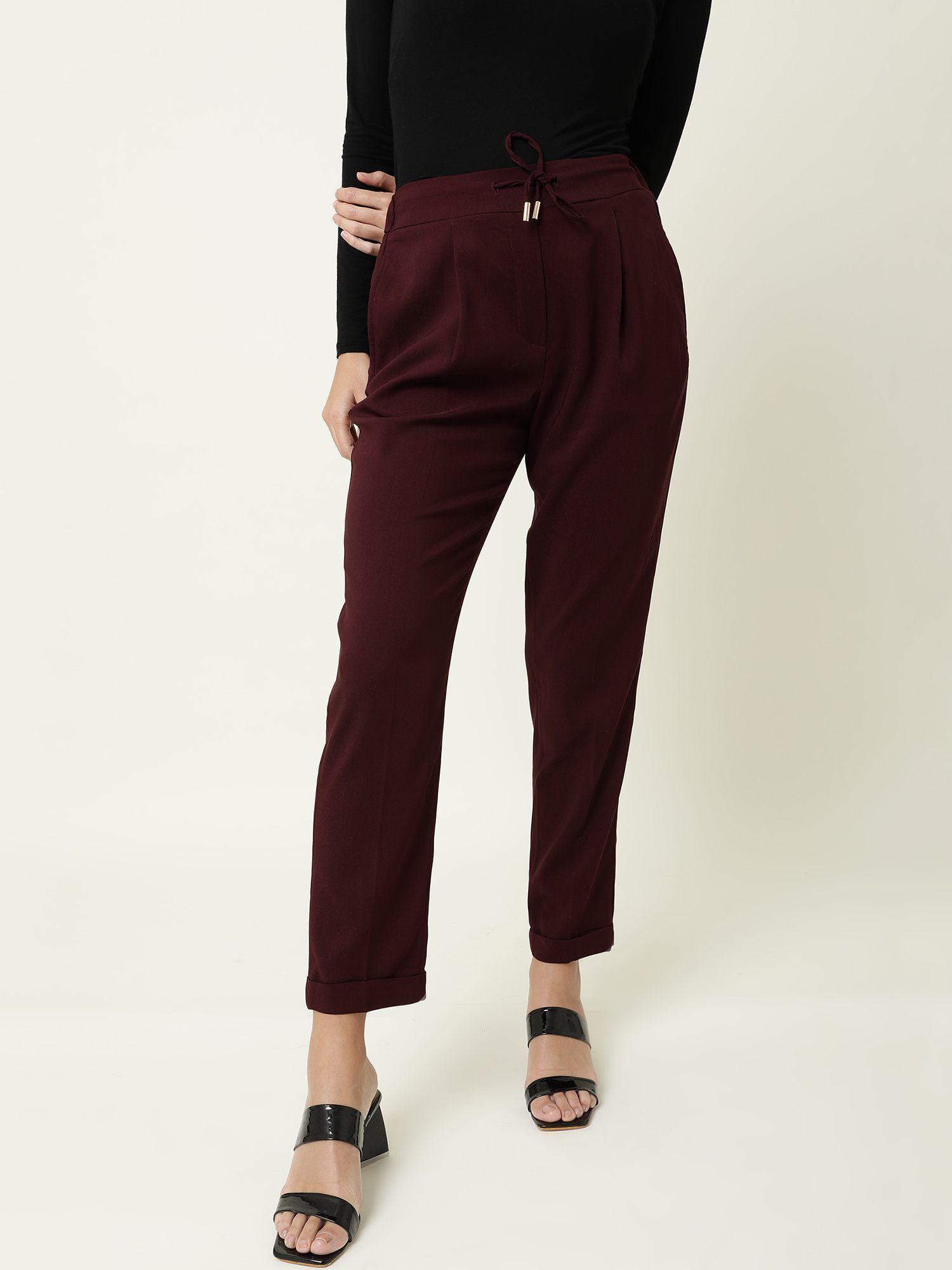 jeremiah drawstring elasticated waist tapered roll hem trousers