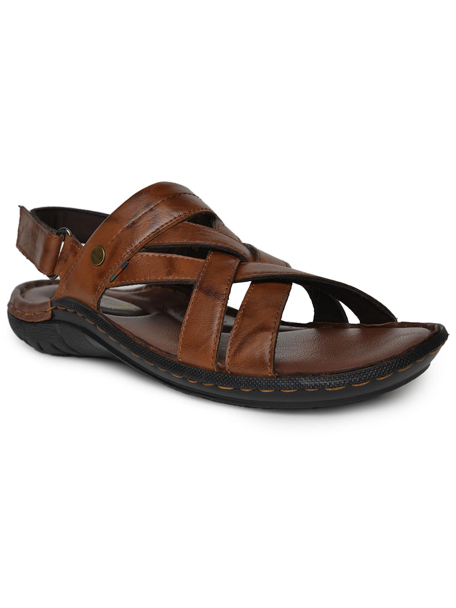 jerko crumbald leather tan casual closed sandals for men