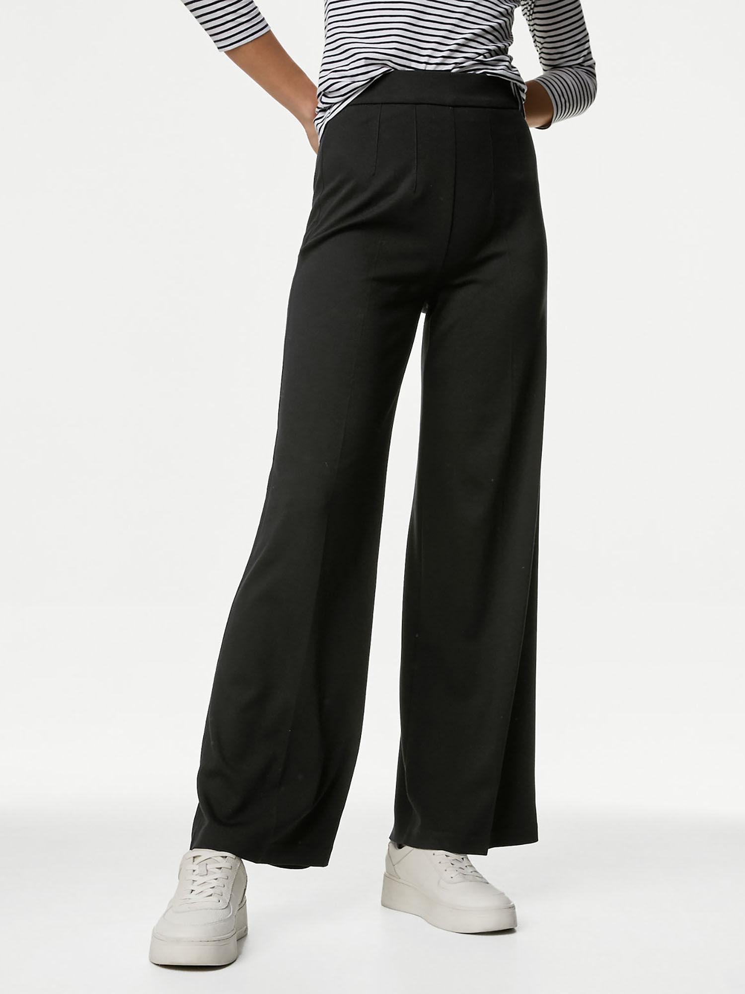 jersey wide leg trousers with stretch