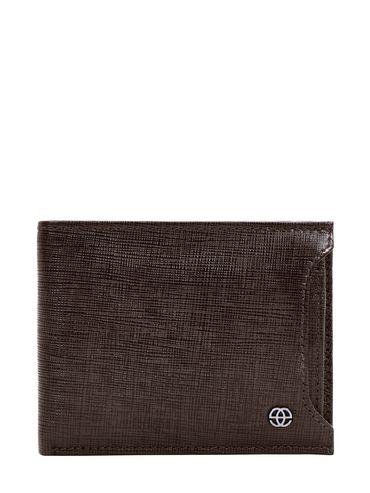 jeryll two fold wallet for men,12 card holders, brown saffiano