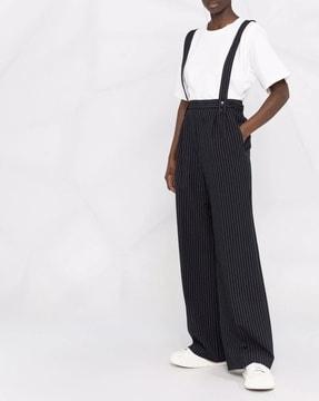 jessica striped pleat-front trousers