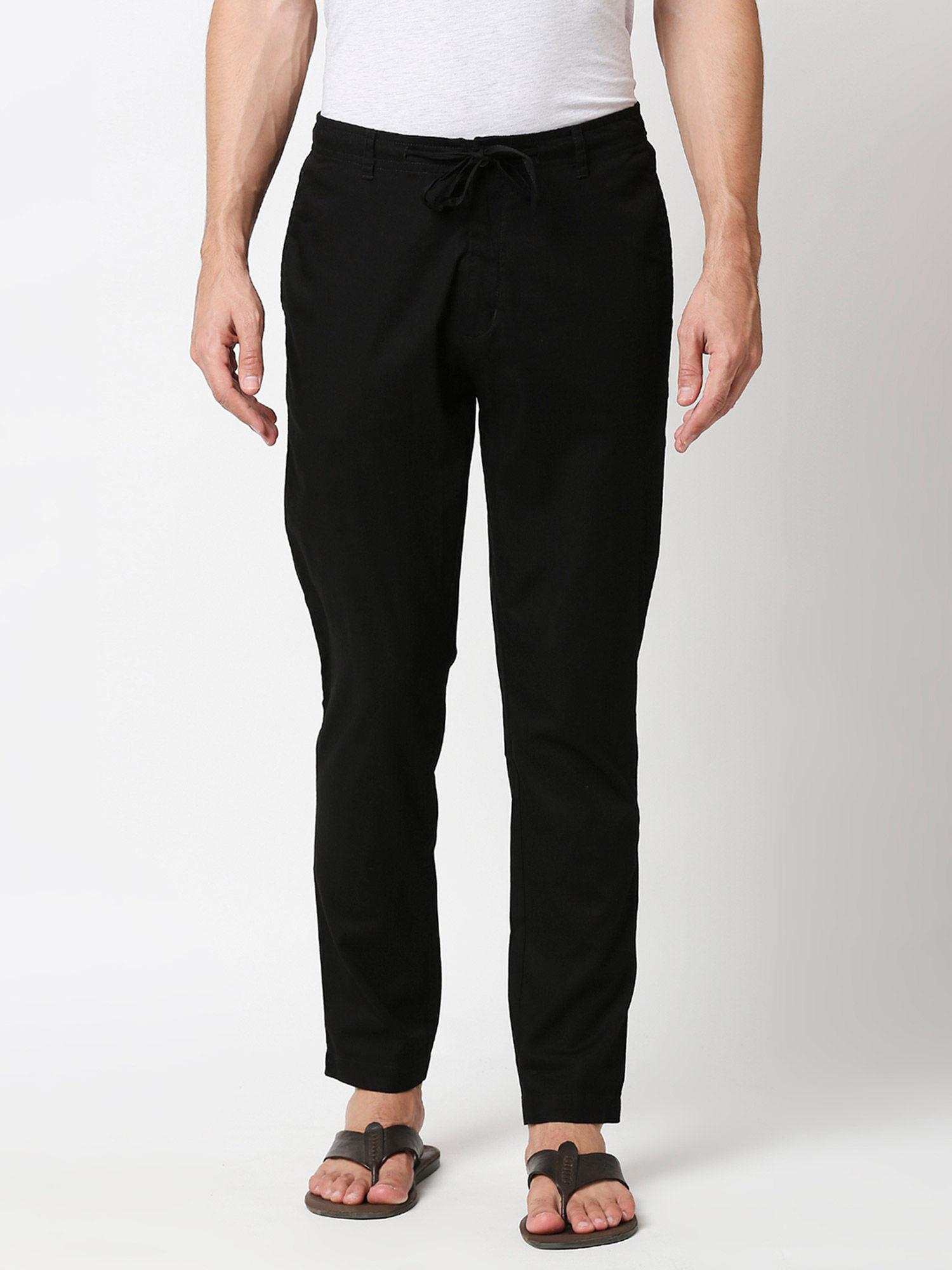 jet black casual cotton trouser