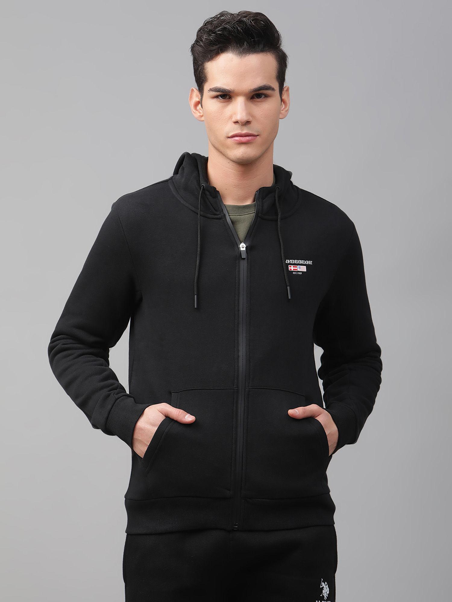 jet black solid hooded sweatshirt