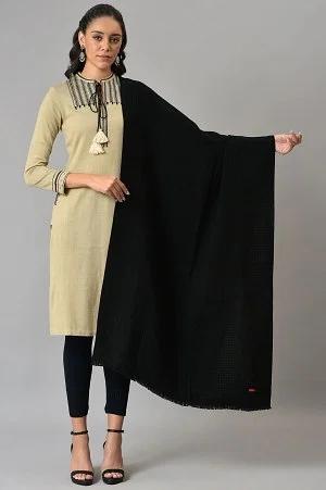 jet black solid winter shawl