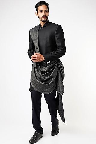 jet black suiting sherwani