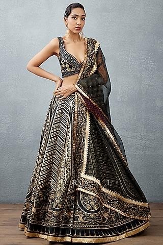 jet black digital printed lehenga set