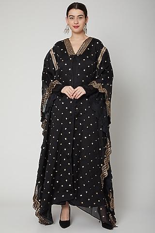 jet black embroidered kaftan