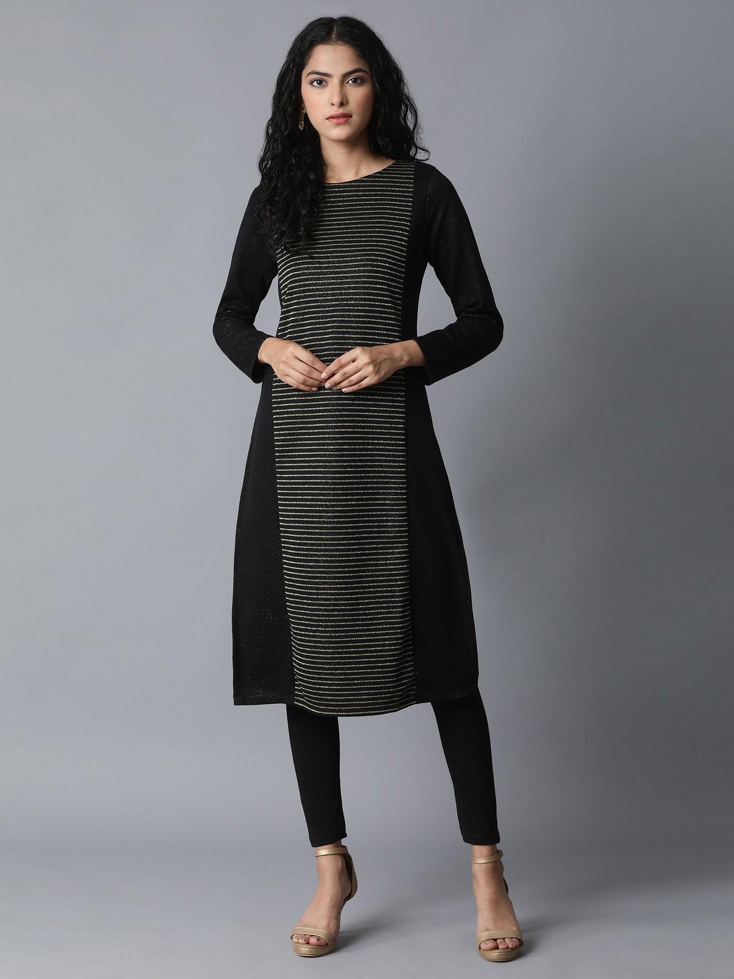 jet black pc jacquard kurta