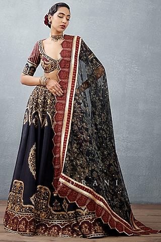 jet black printed lehenga set