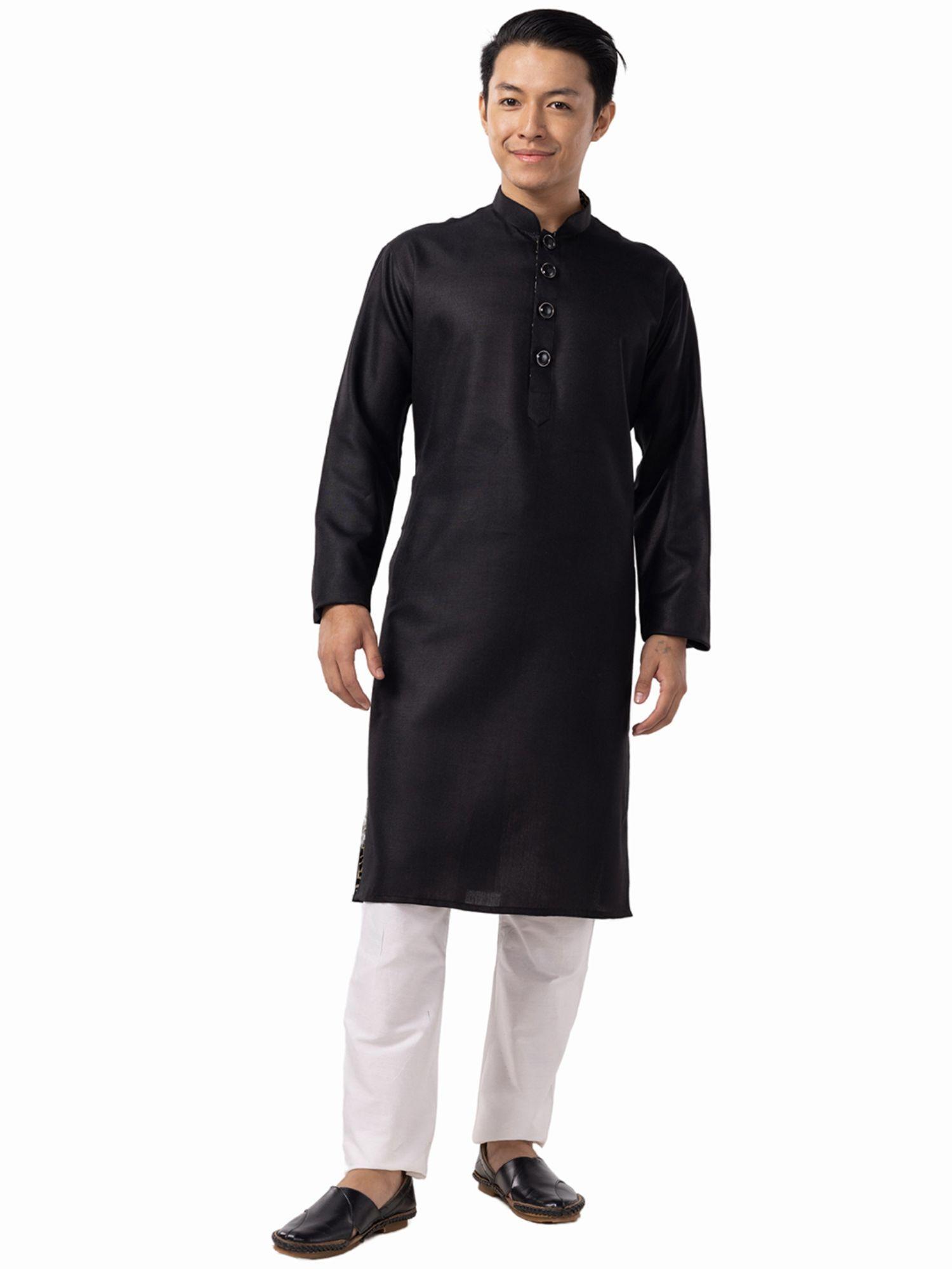 jet black solid kurta