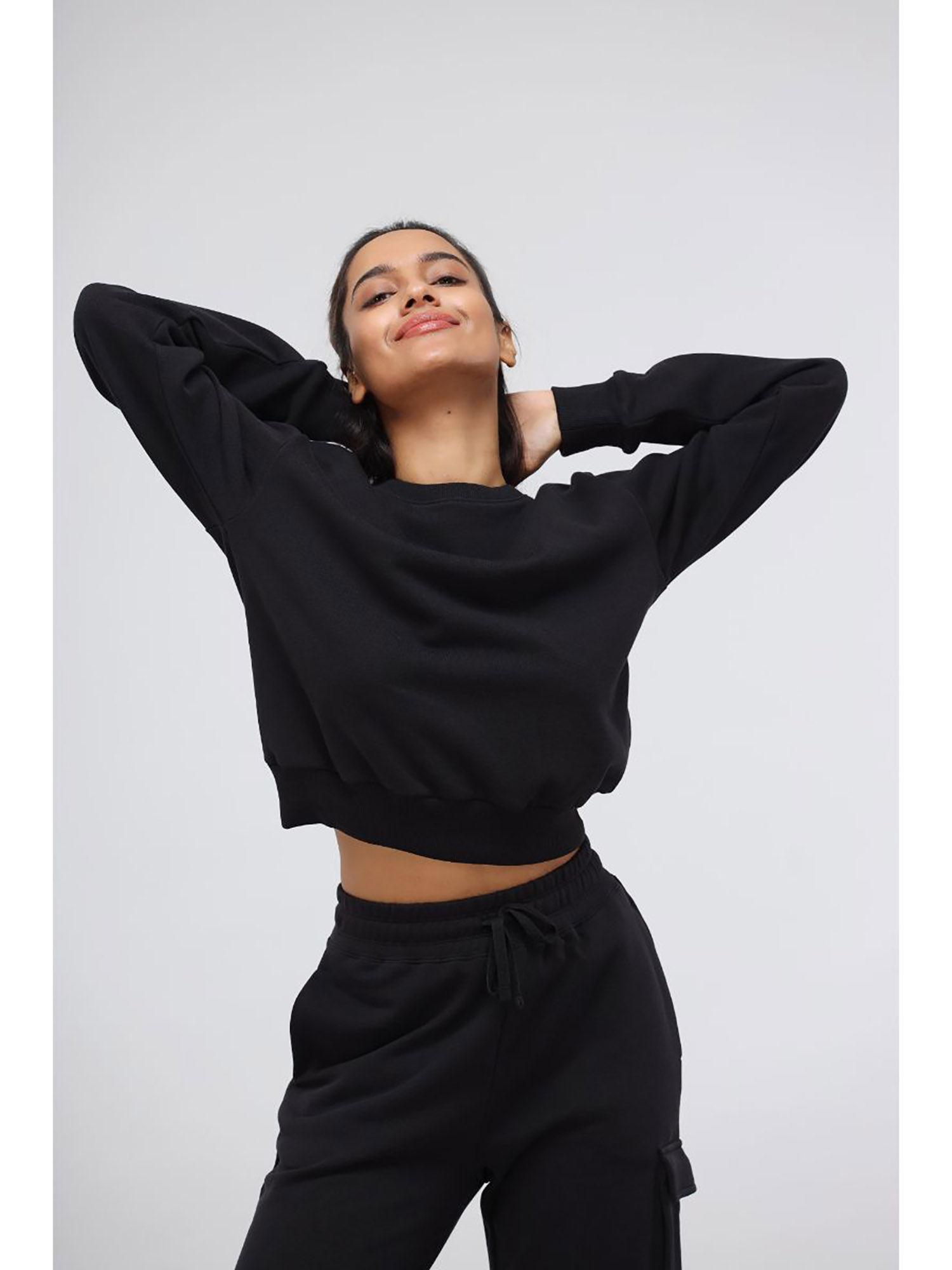 jet black terry relaxed sweatshirt