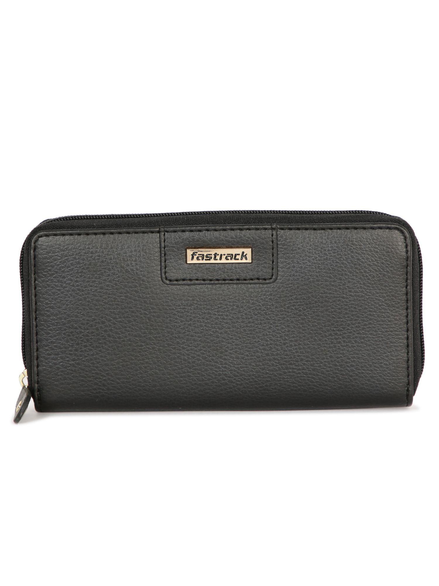 jet black zippered wallet for women