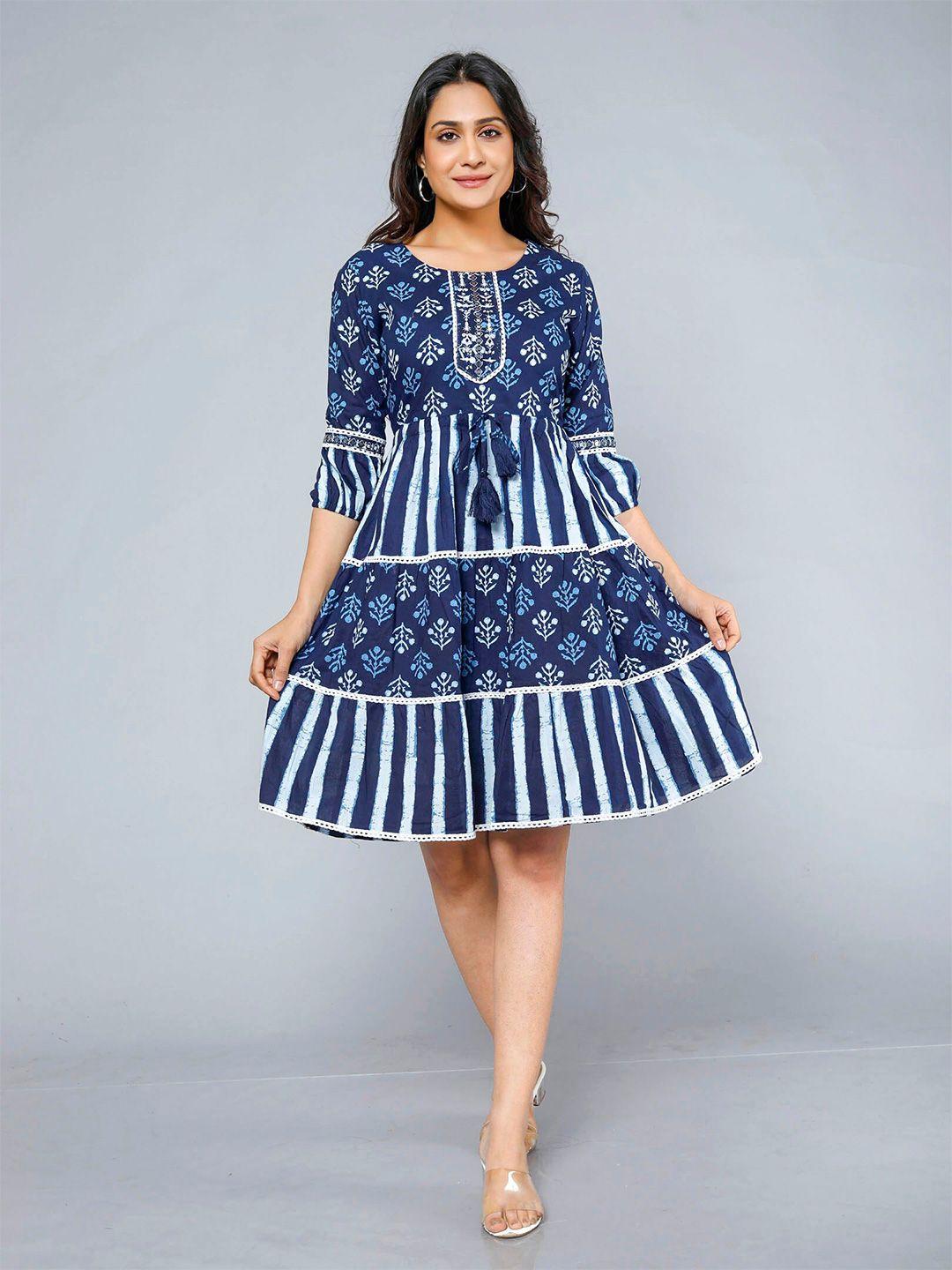 jevi prints ethnic motifs printed cotton a-line dress