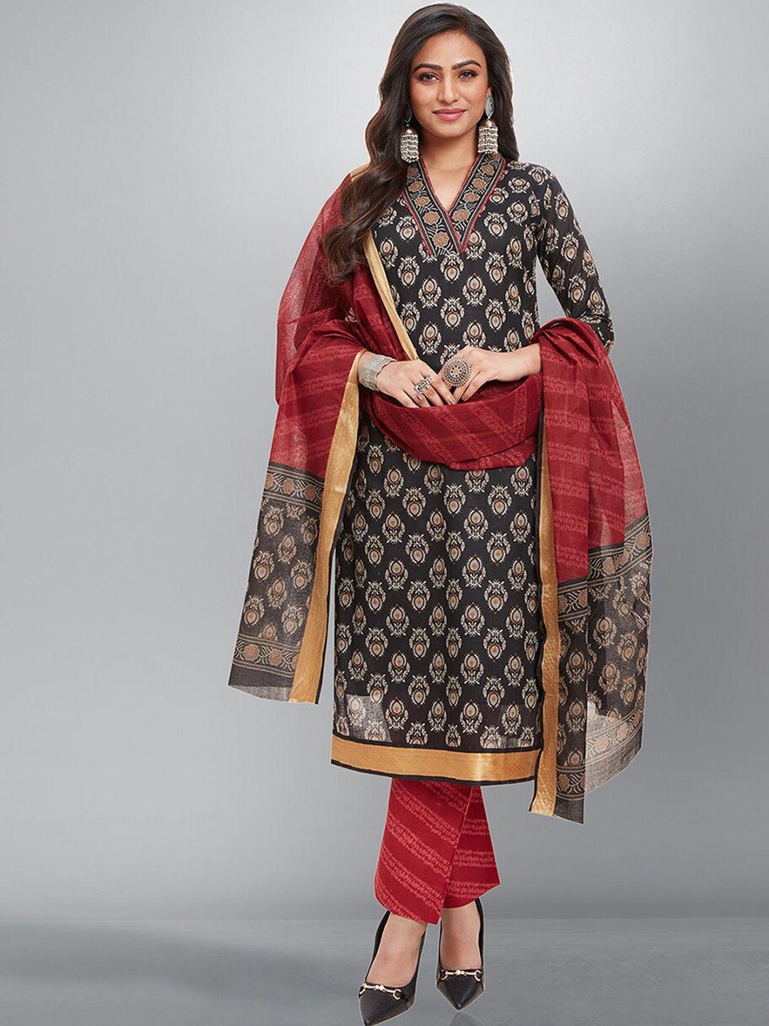 jevi prints ethnic motifs printed pure cotton kurta with trousers & with dupatta