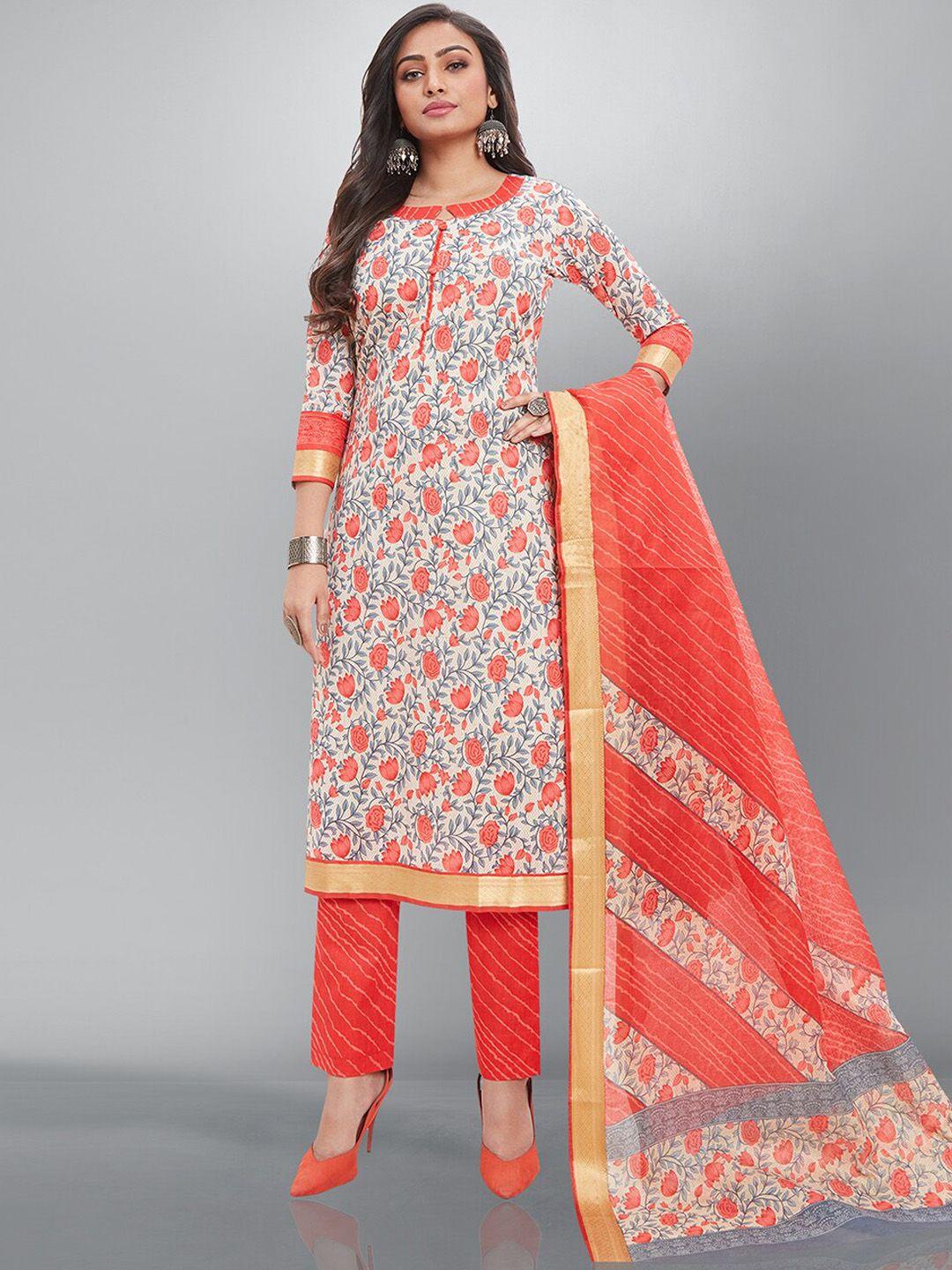 jevi prints floral printed pure cotton kurta with trousers & with dupatta