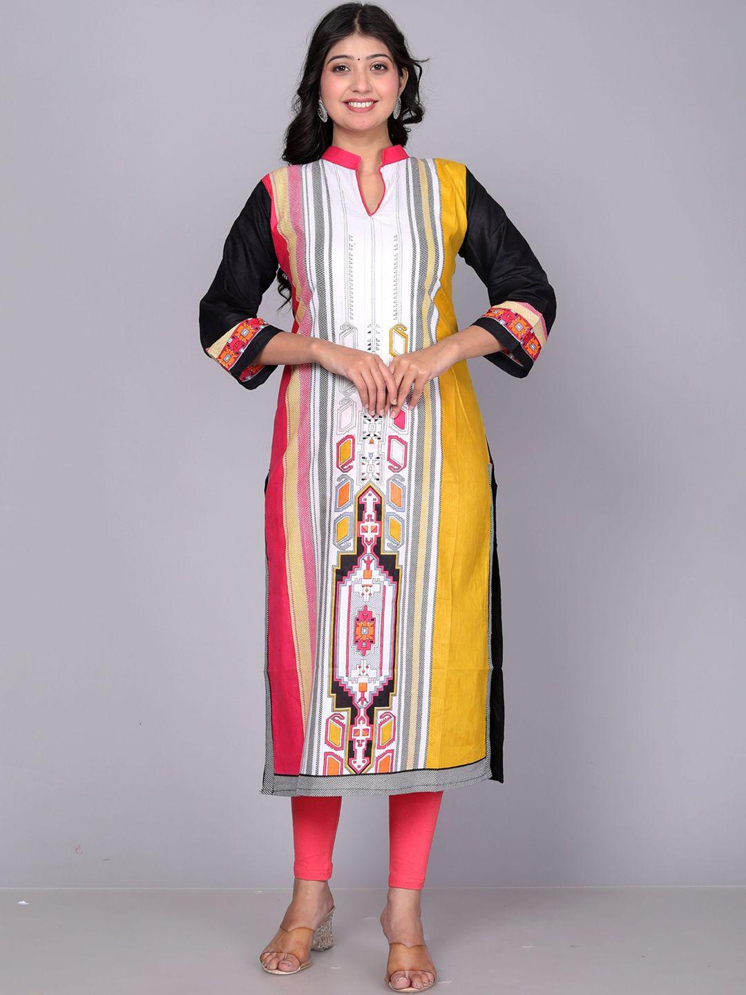 jevi prints geometric printed cotton straight kurta