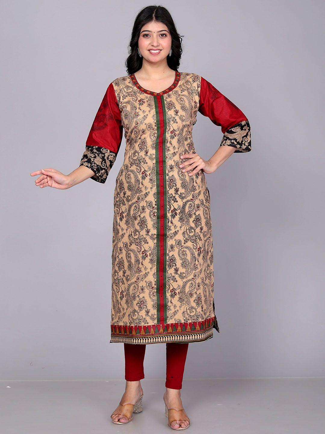 jevi prints paisley kalamkari indie prints cotton straight kurta