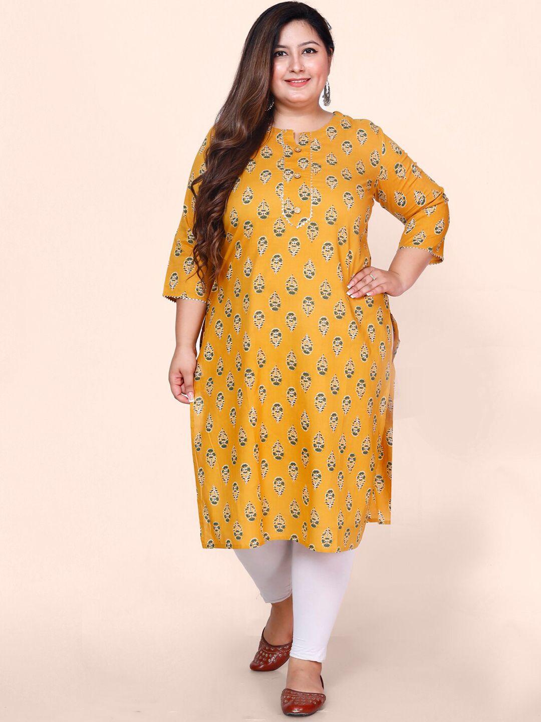 jevi prints plus size floral printed gotta patti block print cotton kurta