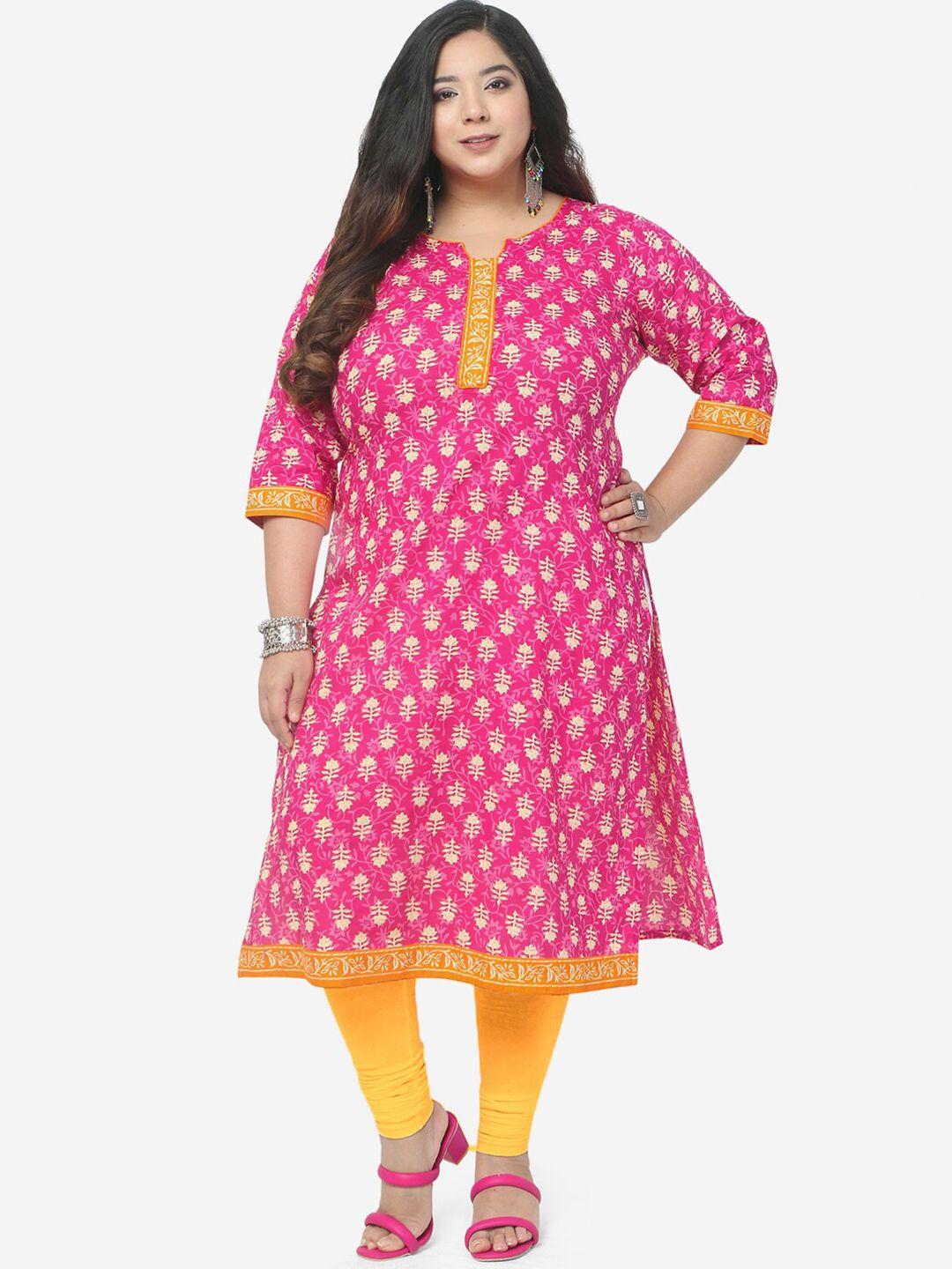 jevi prints plus size floral printed pure cotton kurta