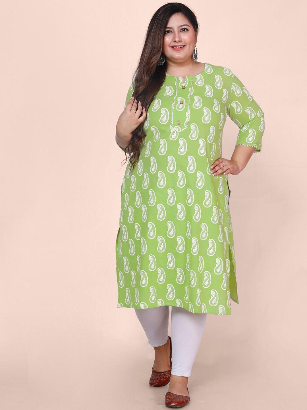 jevi prints plus size paisley printed gotta patti pure cotton kurta